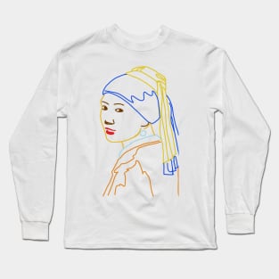 simple Girl With a Pearl Earring Long Sleeve T-Shirt